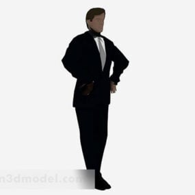 3D-Modell eines schwarzen Herrenanzugs aus Stoff