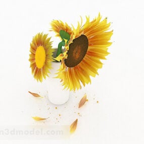 Modelo 3d de vaso de flores interior de girassol