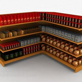 Süpermarket Yiyecek Teşhir Standı 3D model