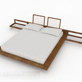 Conception de lit double en bois Tatami modèle 3D