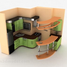 مدل سه بعدی کابینت طرح مد مدرن سبز