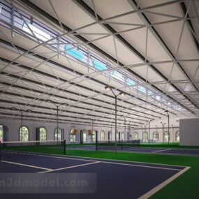 3D-Modell des Innenraums eines Tennisplatzes