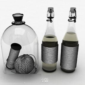Model 3d Hiasan Botol Kaca Mudah