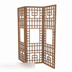 Three Sided Hollow Wooden Screen 3d model