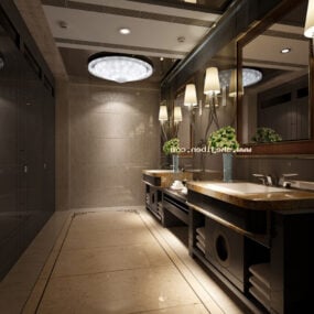 Model 3d Interior Toilet Desain Restoran Elegan