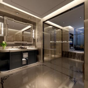 モダンな装飾のホテルのトイレのインテリア3Dモデル
