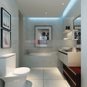 Model 3d Interior Kamar Mandi Toilet Sederhana