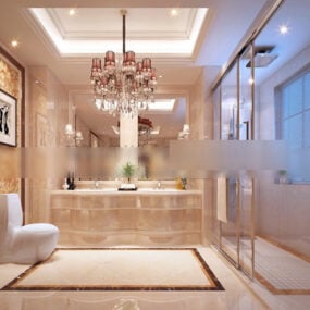 3д модель интерьера роскошной современной ванной комнаты