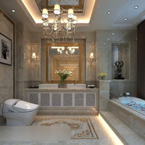 Inicio Interior de baño clásico modelo 3d