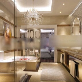 Mô hình nội thất nhà vệ sinh bằng đá cẩm thạch phong cách cổ điển 3d