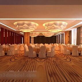 Hochzeitsrestaurant-Deckendekorations-Innenraum-3D-Modell