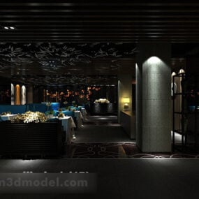 Interior del salón del restaurante de bodas modelo 3d
