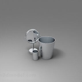 Trash Can Stainless Steel 3d model