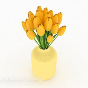 Mô hình chậu hoa tulip trong nhà 3d