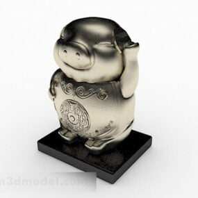 गोल्डन मेटल सुअर मूर्तिकला 3डी मॉडल