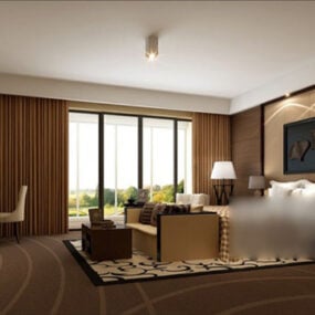 美式别墅卧室室内3d模型