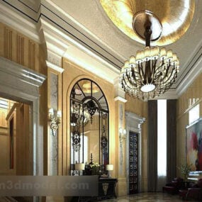 Interior de entrada de villa clásica modelo 3d
