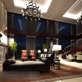 Villa Living Room Dining Room Interior 3d model