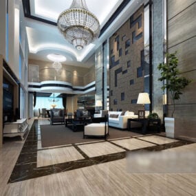 Villa Modern Oturma Odası Arka Plan Duvar İç 3d modeli