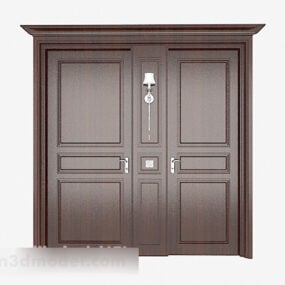 Modelo 3d de puerta de madera maciza de villa