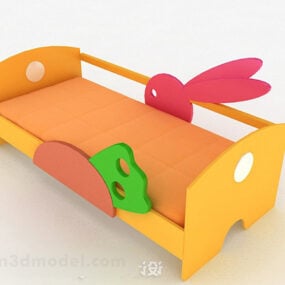 Жовте одношарове дитяче ліжко 3d модель