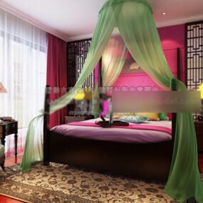 Asiatisk stil bryllup værelse interiør 3d model