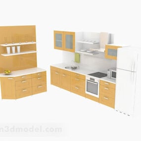 Τρισδιάστατο μοντέλο ντουλάπι κουζίνας σε σχήμα L σε λευκό