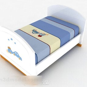 Model 3d Tempat Tidur Anak Single Kartun Putih