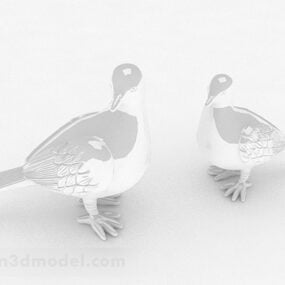 โมเดล 3 มิติลายนกพิราบเซรามิกสีขาว