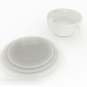 3D model bílého keramického nádobí