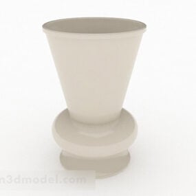 White Ceramic Wide Mouth Vase 3d model