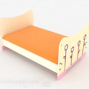 White Child Bed Yellow Mattress 3d model