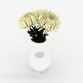 Hvid krysantemum indendørs vase 3d model