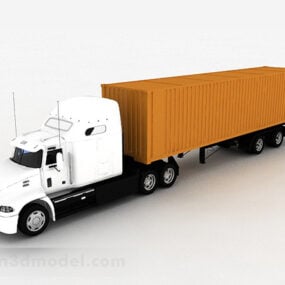 Modello 3d del veicolo per camion portacontainer bianco