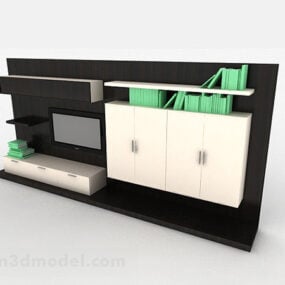 Modelo 3d de gabinete de TV combinado de madeira criativa