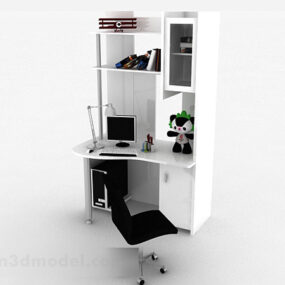 White Desk Cabinet 3d model