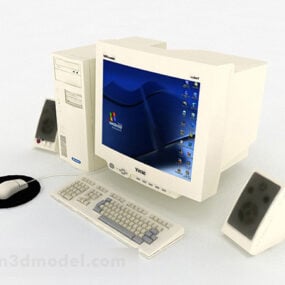 Modello 3d di mobili per computer desktop bianco