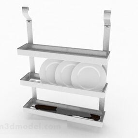 Beyaz Yemek Tabağı Rafı 3D model