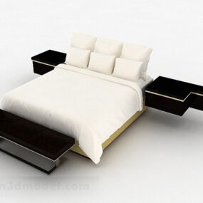White Double Bed V1 3d model