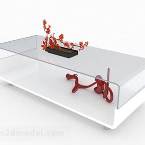 3д модель мебели из белого стеклянного журнального столика