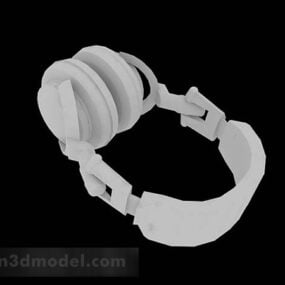 White Headphones Device 3d model
