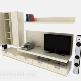 Modelo 3d de gabinete de TV de madeira para casa branca