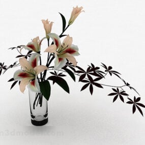 Model 3d Vas Kaca Interior Lily Putih