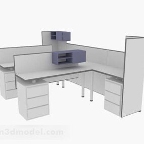 Modelo 3D de cozinha minimalista em cor branca
