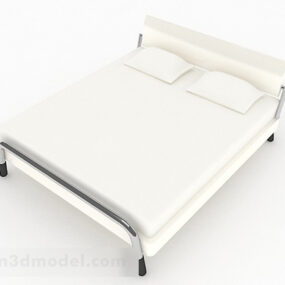 White Minimalist Double Bed 3d model