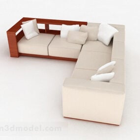 White Leather Minimalist Multi-seats Sofa 3d model