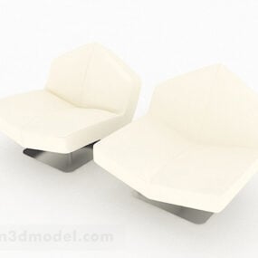 Modelo 3d de sofá individual minimalista de cor branca