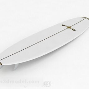 ホワイトのミニマルなサーフボード3Dモデル