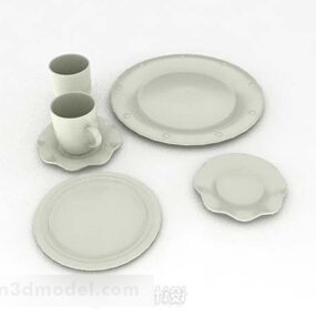 White Minimalist Tableware 3d model