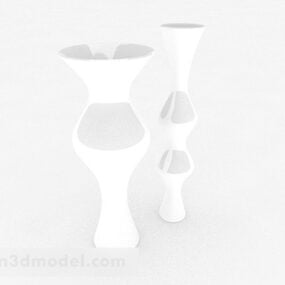 White Ing Wide Mouth Vase 3d model